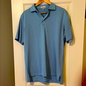 Peter Millar Blue Polo Shirt with Horizontal Stripes